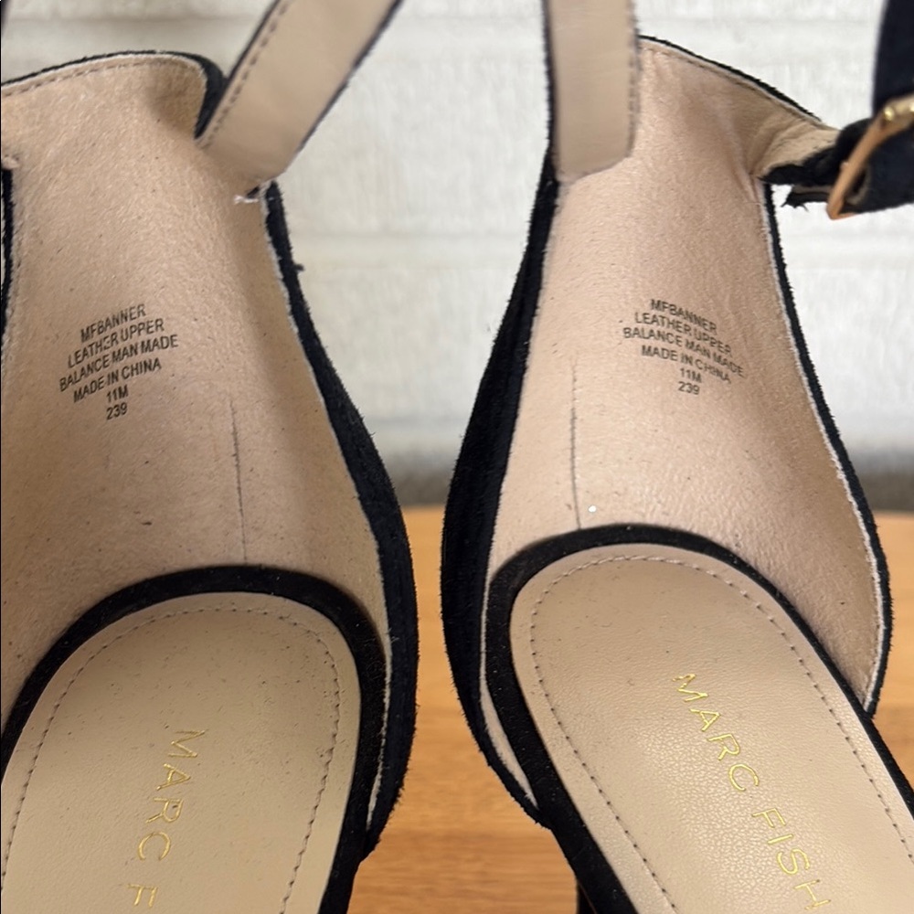 Marc Fisher Black Suede Stiletto Gold Studded Strappy Women's 11M Strappy Ankle - Picture 5 of 10